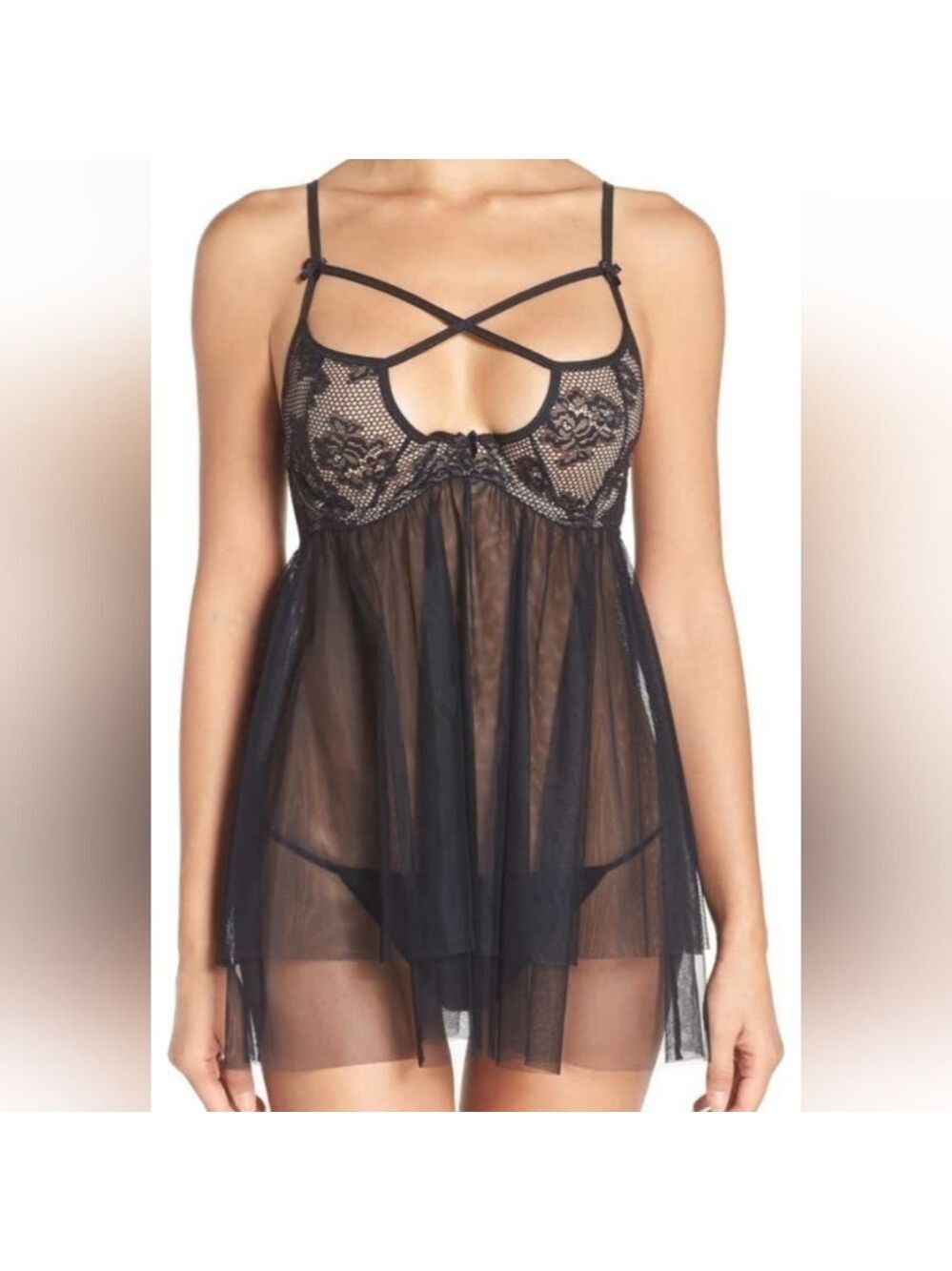 Black Bow Teresa Underwire Chemise